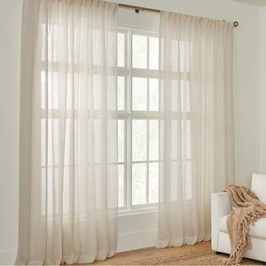 Pottery Barn Textured Stripe Sheer Curtain, Natural